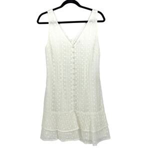 BB Dakota Eyelet Lace Mini Dress Womens Size 8 White V-Neck Sleeveless